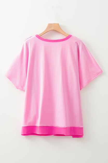 Plus Size Colorblock Patchwork Henley Top - Plus Size Clothing