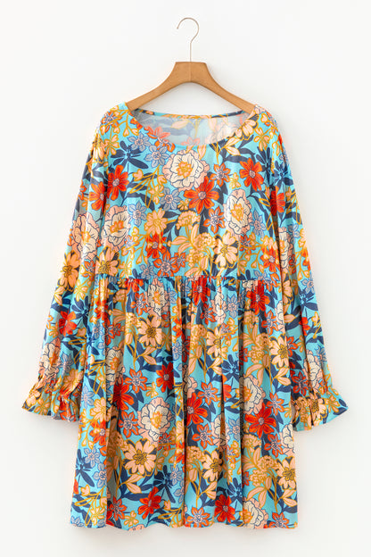 Plus Size Floral Ruffled Mini Dress - Plus Size XL-4XL - View 2