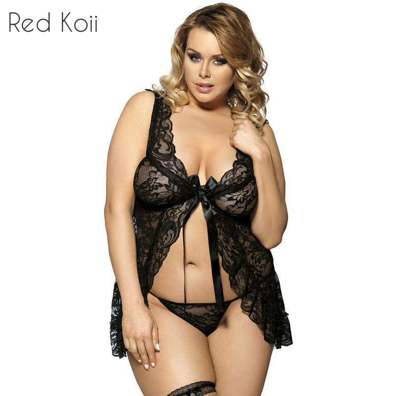 Plus Size Sexy Sheer Sling Lingerie Set - Plus Size XL-4XL