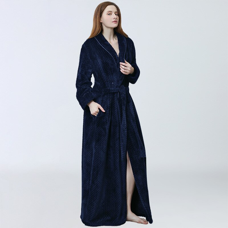 Plus Size Winter Extra Long Flannel Robe