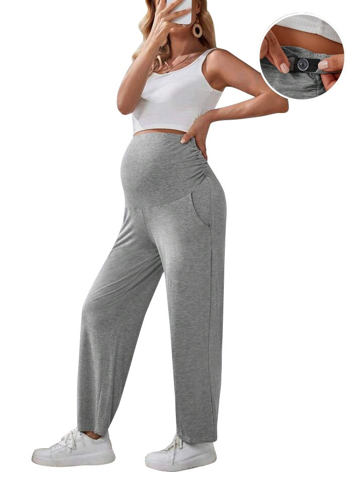 Plus Size Maternity Straight Leg Pants Adjustable