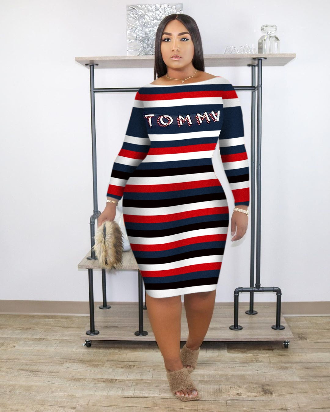 Plus Size Summer Letter Lounge Dress Midi
