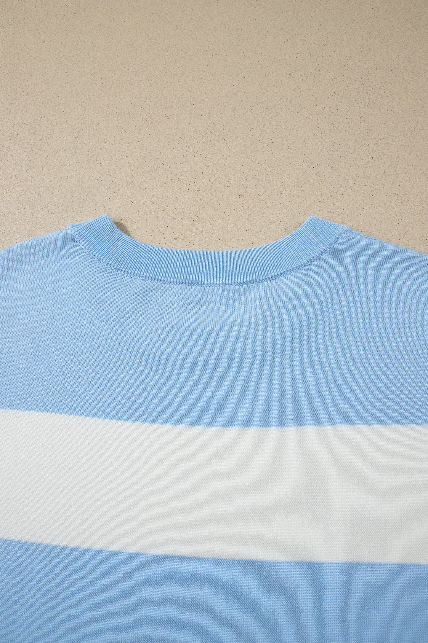 Plus Size Striped Colorblock Short Sleeve Sweater
