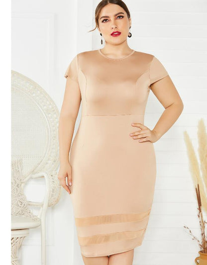 Plus Size Sleeveless Mesh Stitching Dress - Plus Size Clothing