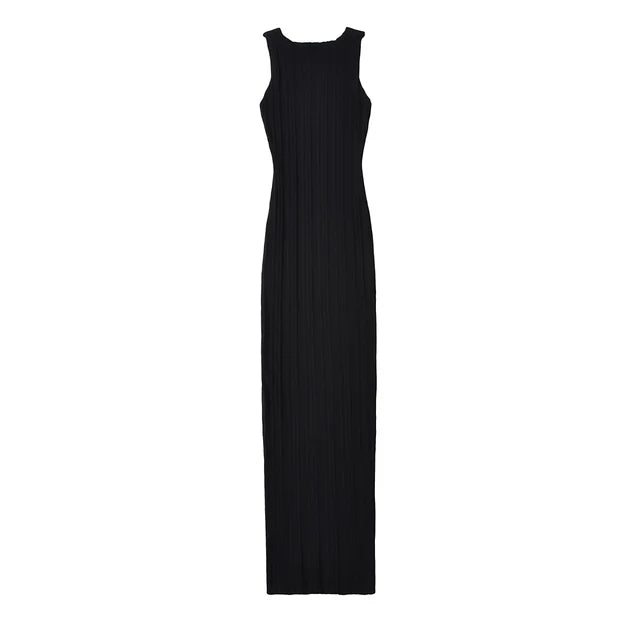 Plus Size Summer Sleeveless Elegant Knitted Maxi Dress