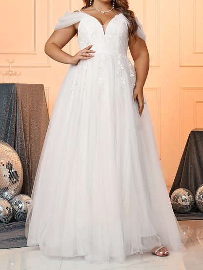 Plus Size Floral Wedding Dress - Plus Size XL-4XL - View 2