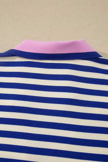Plus Size Striped Colorblock Shift Dress V Neck - Plus Size XL-4XL - View 7