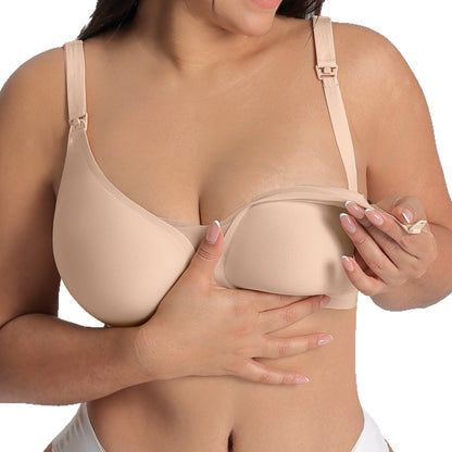 Plus Size Maternity Nursing Bra Front Button Seamless — styled view