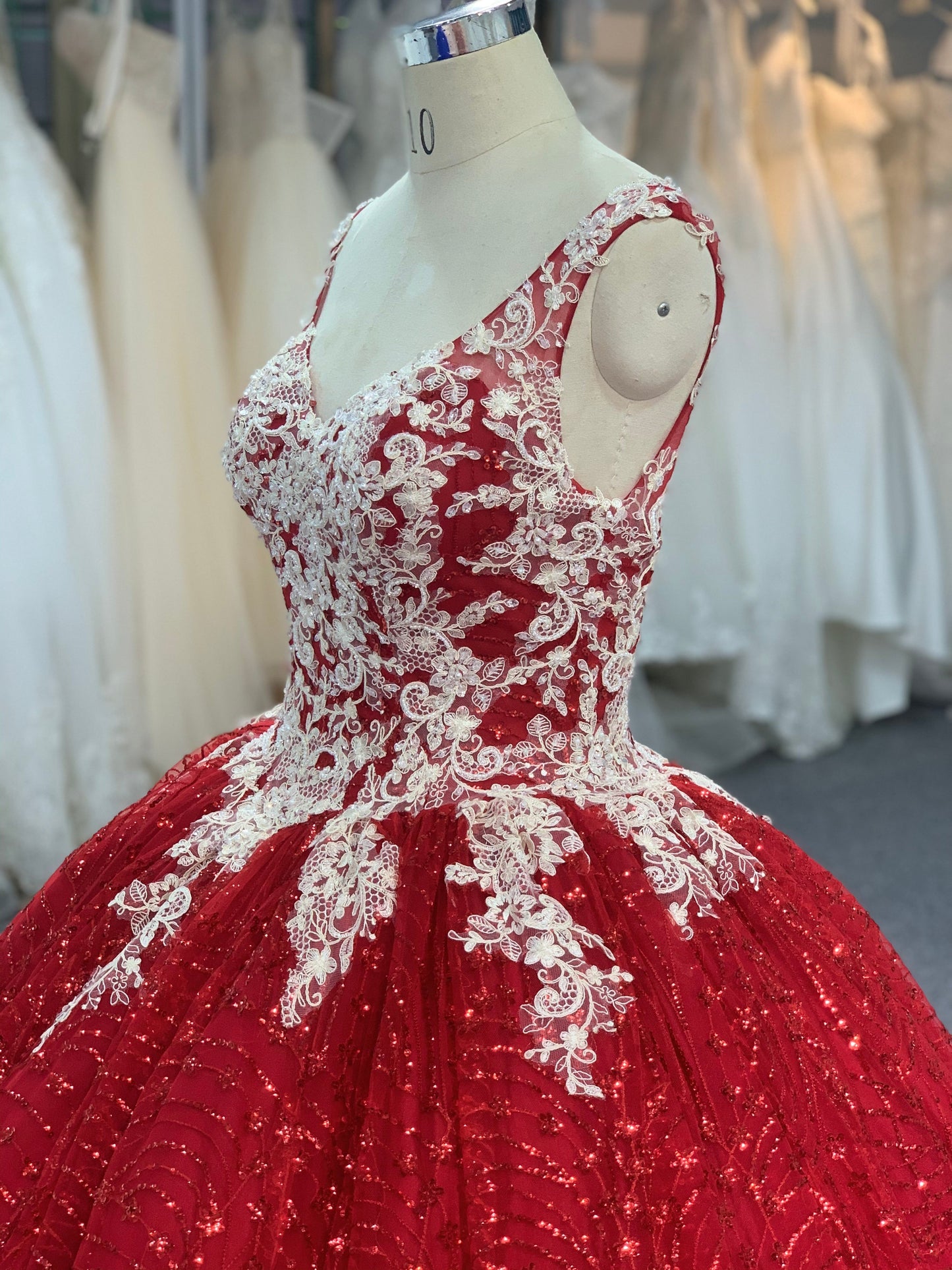 Lace up red dress floor length ball gown - Plus Size Clothing