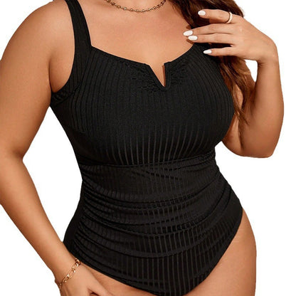 Plus Size Tummy-Control One-Piece Swimsuit - Plus Size Clothing