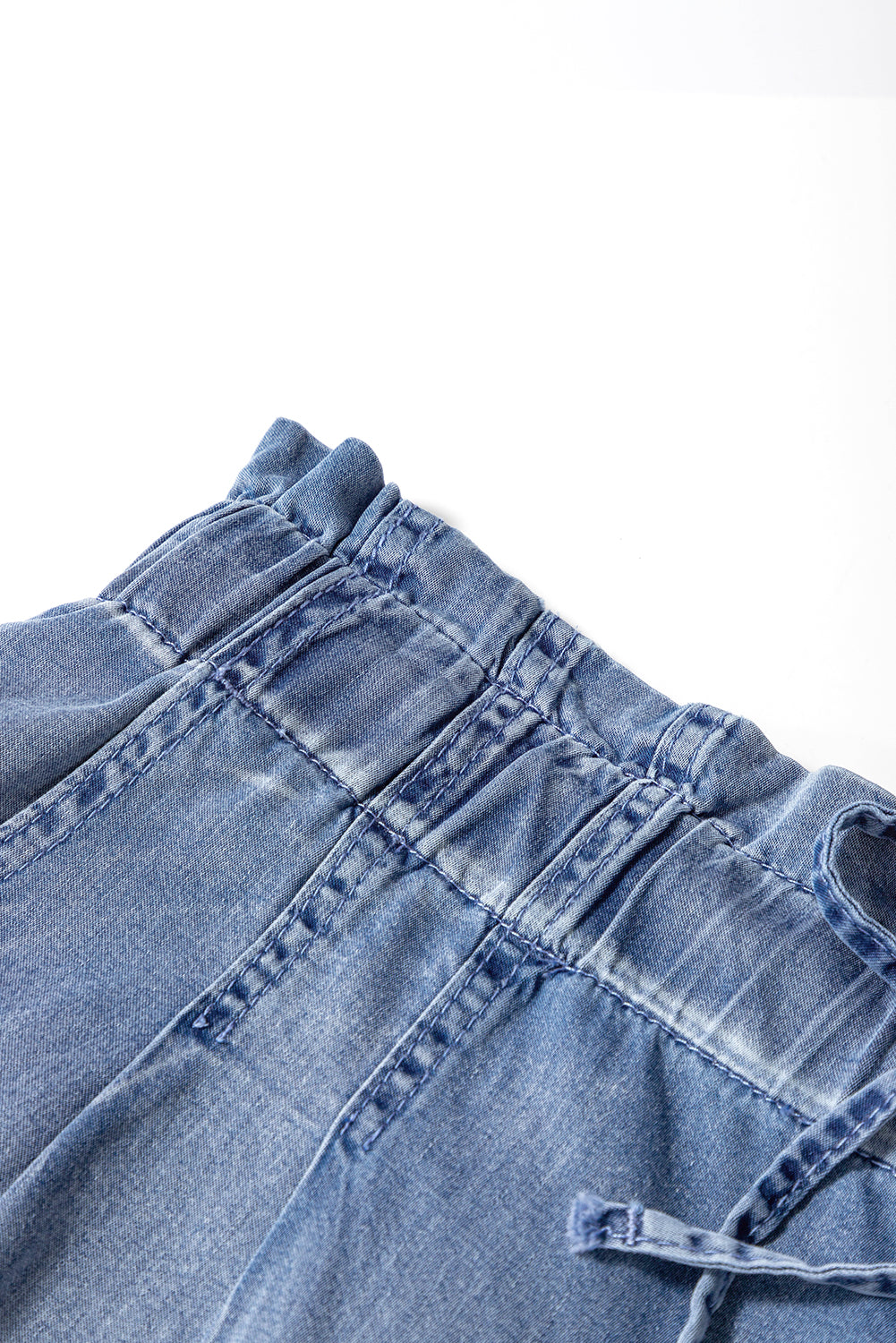 Plus Size Raw Hem Lace-up High Waist Denim Shorts - Plus Size XL-4XL - View 7
