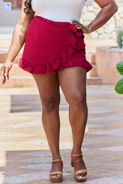 Plus Size Ruffled Hem Skort with Faux-Wrap Front - Plus Size XL-4XL - View 1