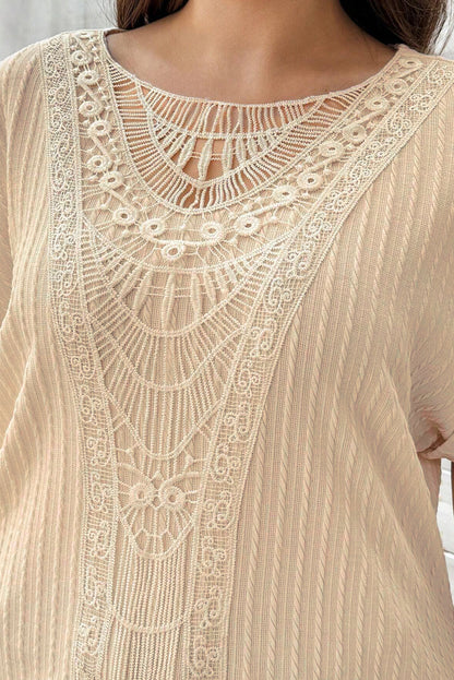 Plus Size Lace Crochet Cable Knit Top - Plus Size XL-4XL - View 6