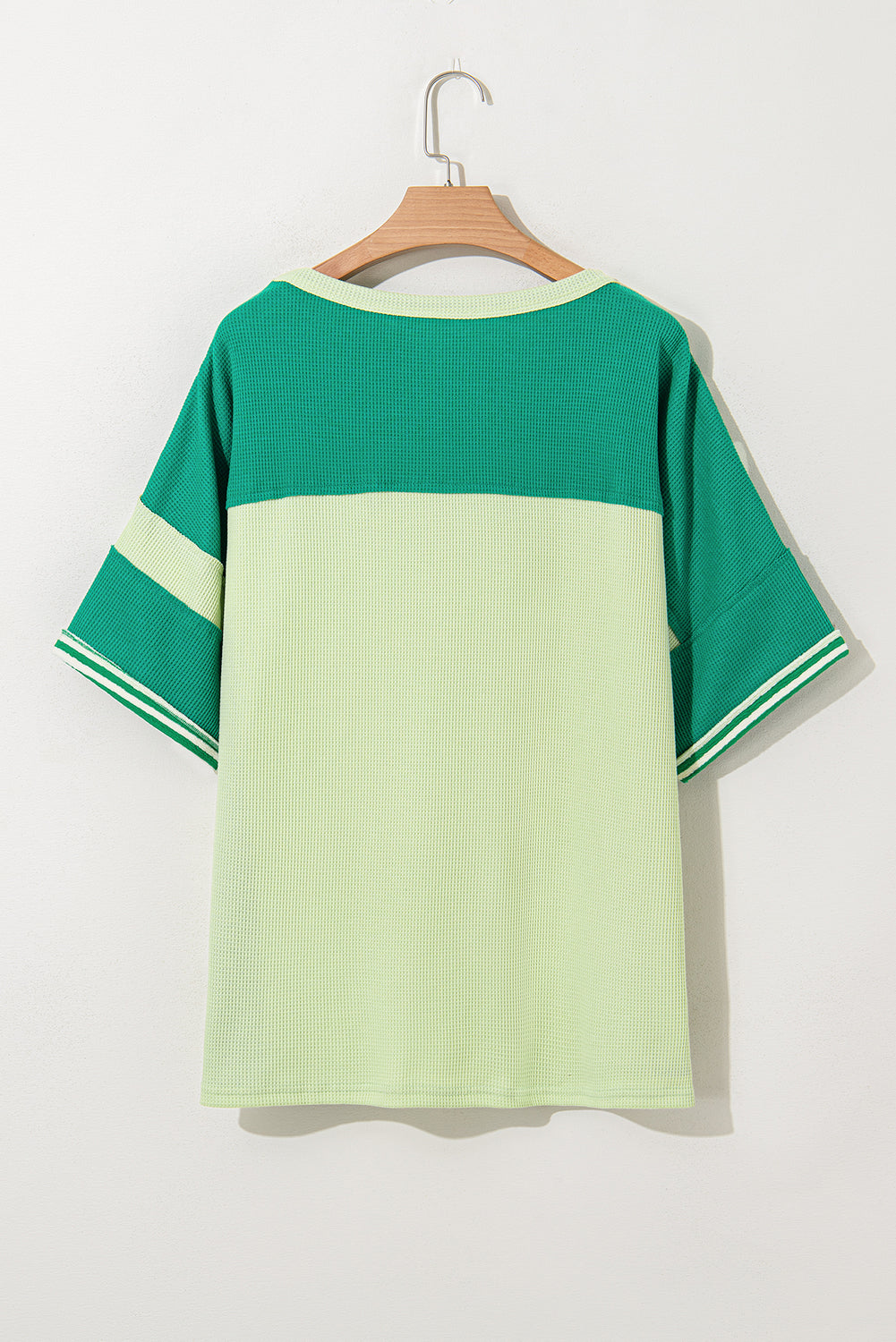 Plus Size Green Striped Colorblock Patchwork T Shirt - Plus Size XL-4XL - View 6