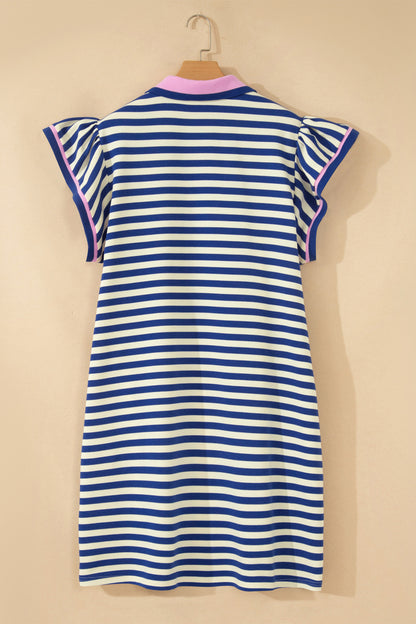 Plus Size Striped Colorblock Shift Dress V Neck - Plus Size XL-4XL - View 3