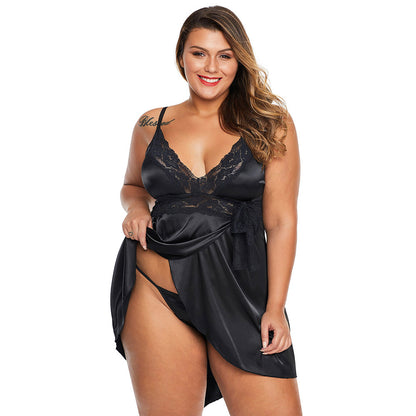 Plus Size Sexy Lace Pajama Set for Women - Plus Size XL-4XL - View 3