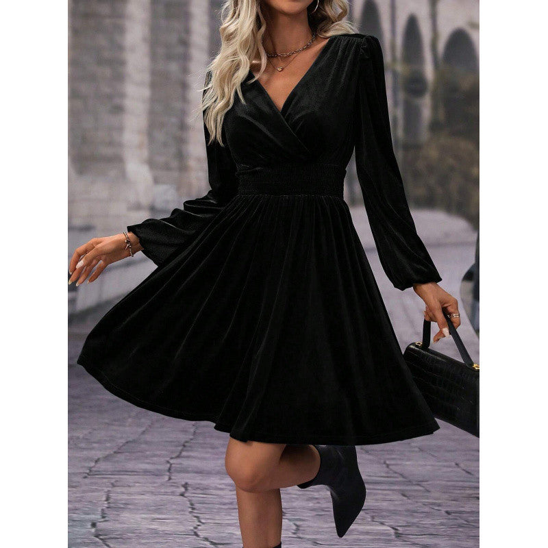 Plus Size Fashionable Commuter Long Sleeve Midi Dress