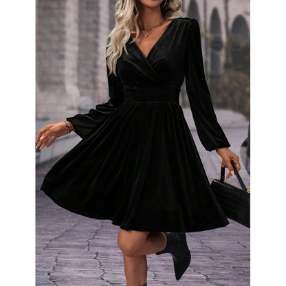 Plus Size Fashionable Commuter Long Sleeve Midi Dress