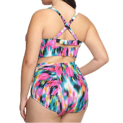 Plus Size High Waist Flower Print Bikini - Plus Size XL-4XL - View 2