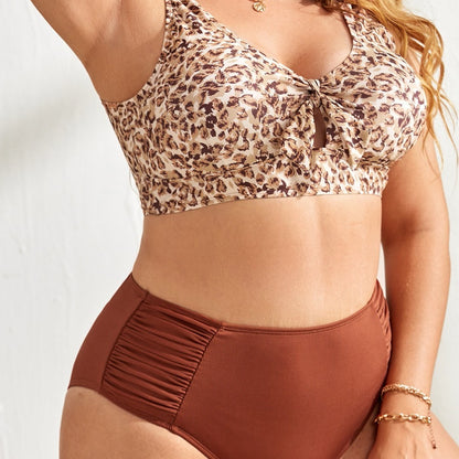 Plus Size Leopard Maternity Swimsuit - Plus Size XL-4XL - View 3