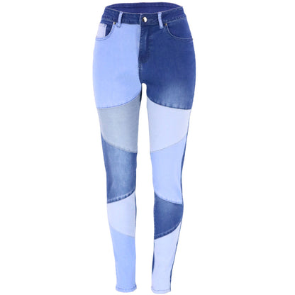 Plus Size High Waist Denim Splicing Skinny Pants