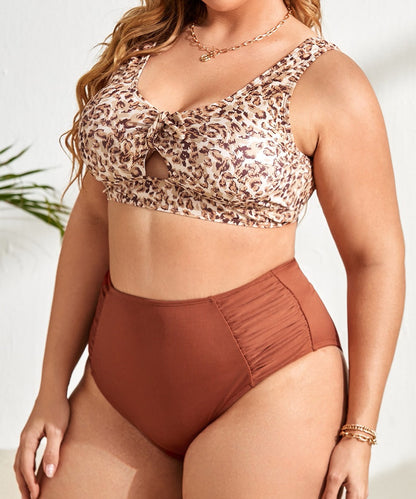 Plus Size Leopard Maternity Swimsuit - Plus Size XL-4XL - View 1