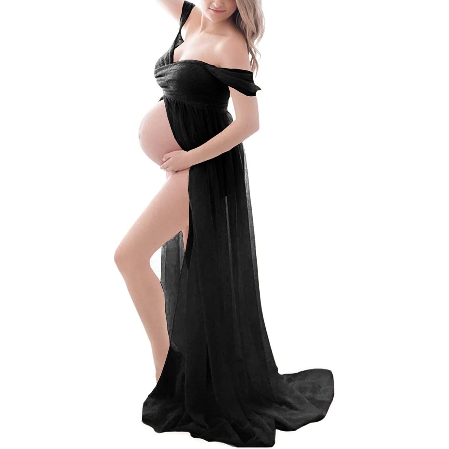 Plus Size Maternity Chiffon Maxi Photo Dress