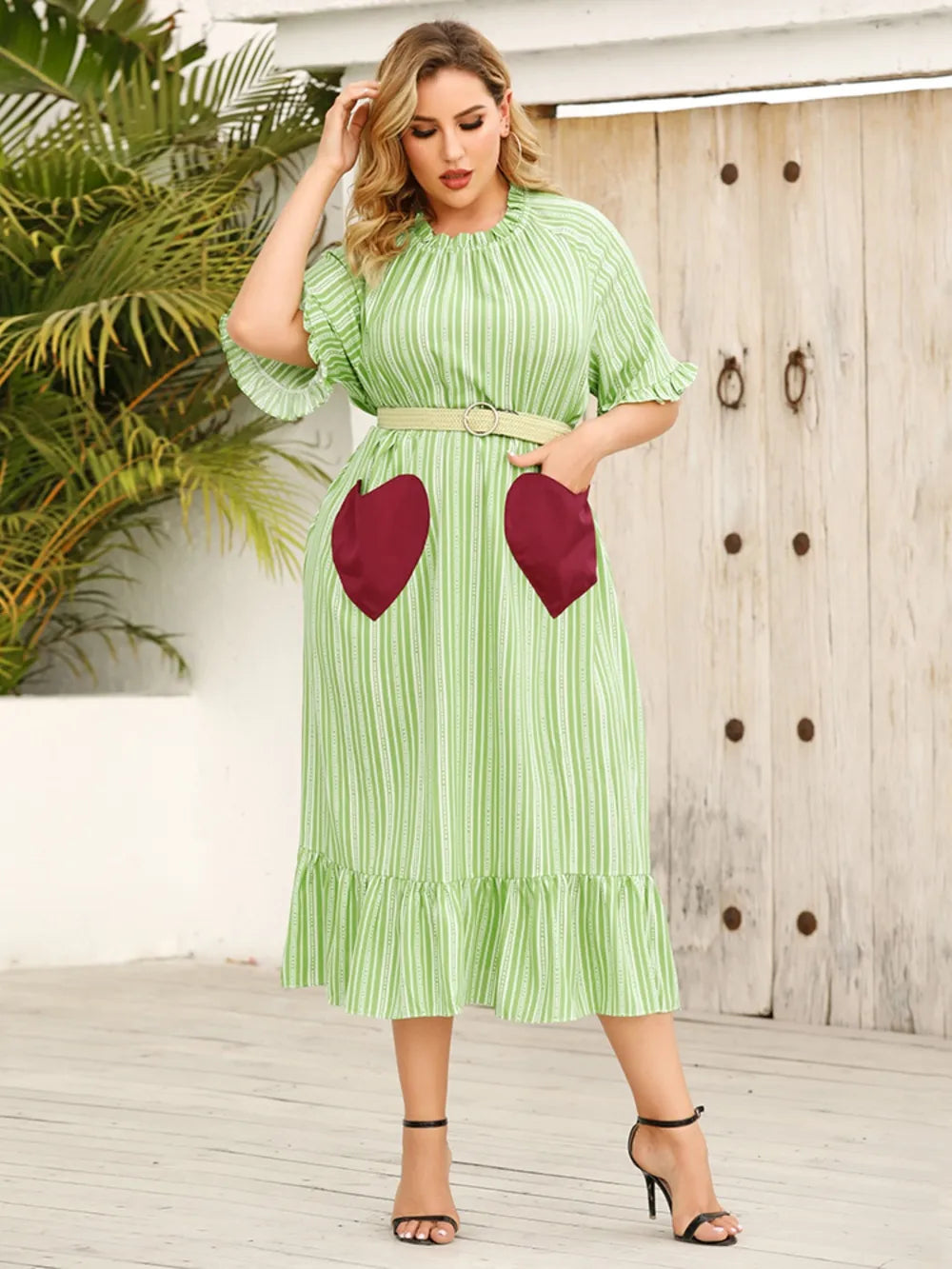 Plus Size Heart Half Sleeve Dress