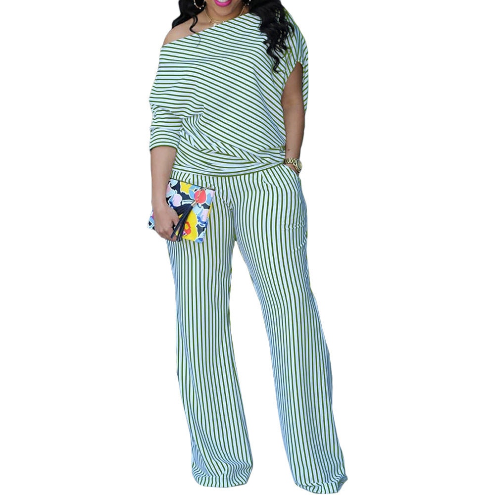 Plus Size Asymmetrical Off-Shoulder Two-Piece Set
