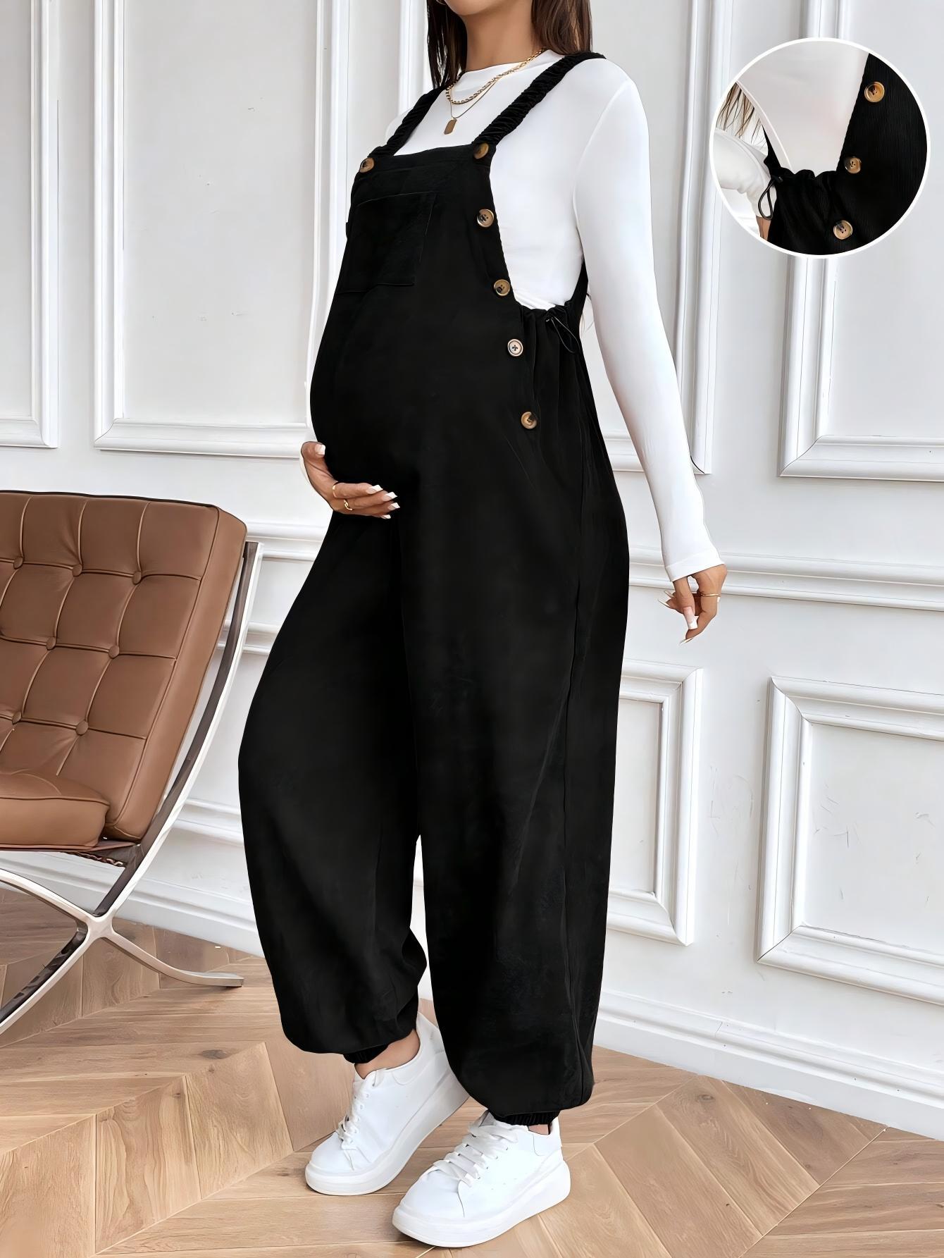 Plus Size Pregnant Casual Corduroy Overalls