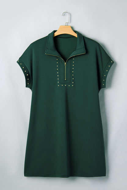Plus Size Studded Zip-Up T-Shirt Dress - Plus Size XL-4XL - View 2