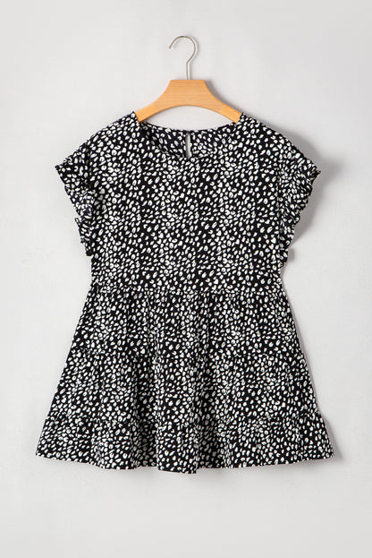 Plus Size Leopard Print Ruffled Blouse - Plus Size XL-4XL - View 7