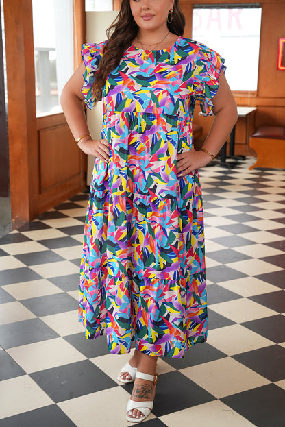 Plus Size Ruffled Short Sleeve Tiered Maxi Dress - Plus Size XL-4XL - View 6