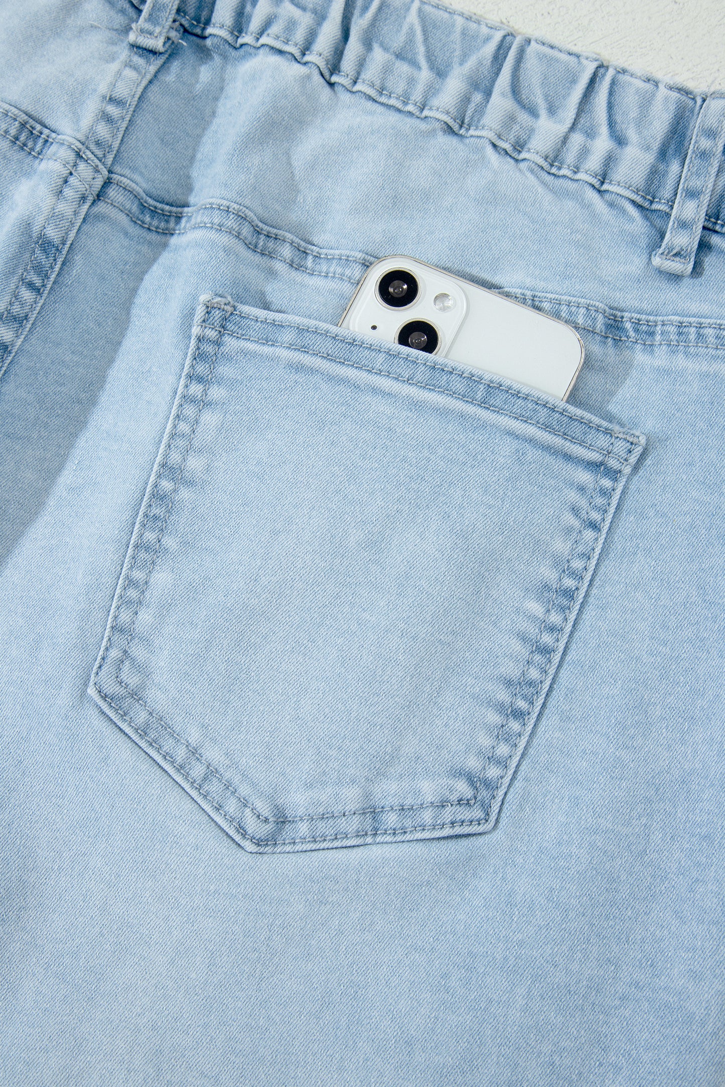 Plus Size Seam Detail Patch Pocket Shift Jeans - Plus Size Clothing