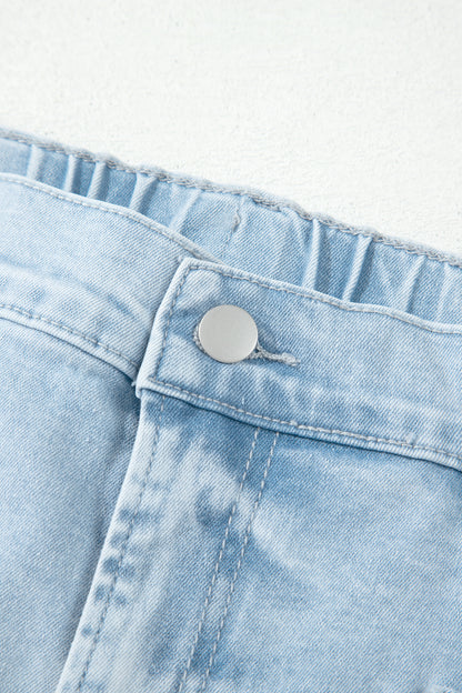 Plus Size Seam Detail Patch Pocket Shift Jeans - Plus Size Clothing