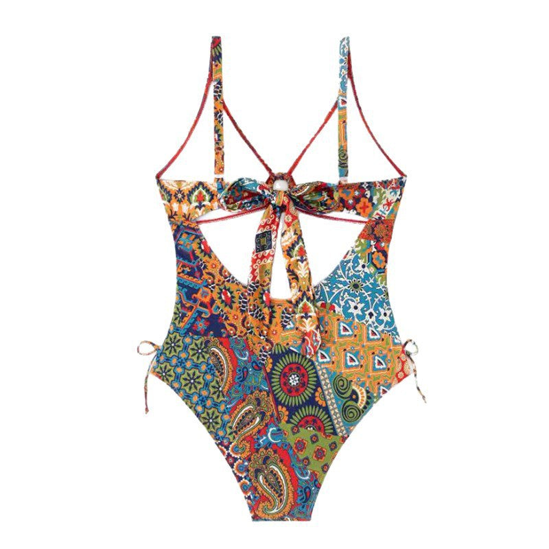 Plus Size Printed Tummy Control One-Piece