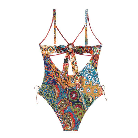 Plus Size Printed Tummy Control One-Piece