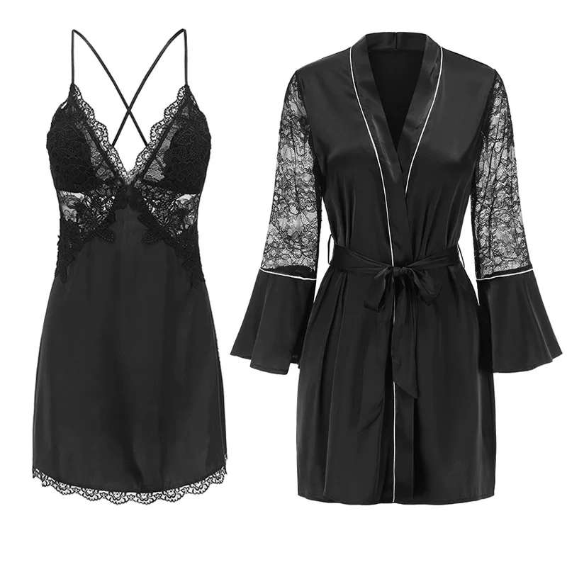 Plus Size Sexy Lace Suspender Nightgown