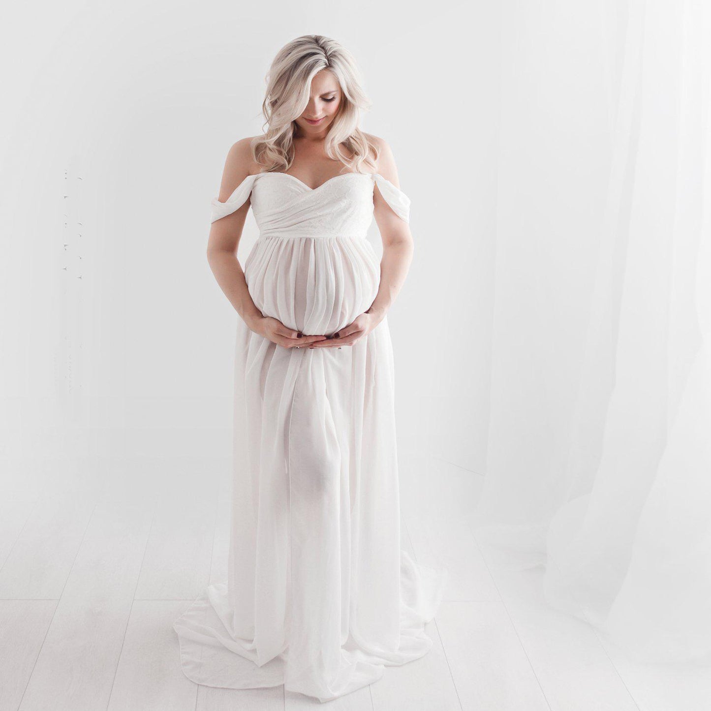 Plus Size Maternity Chiffon Maxi Photo Dress