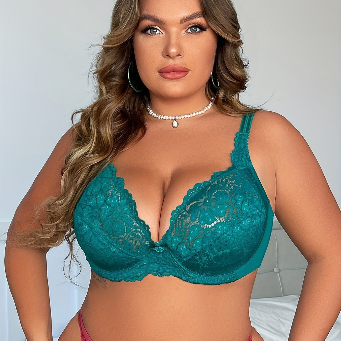 Plus Size Lace 3/4 Cup Comfortable Bra