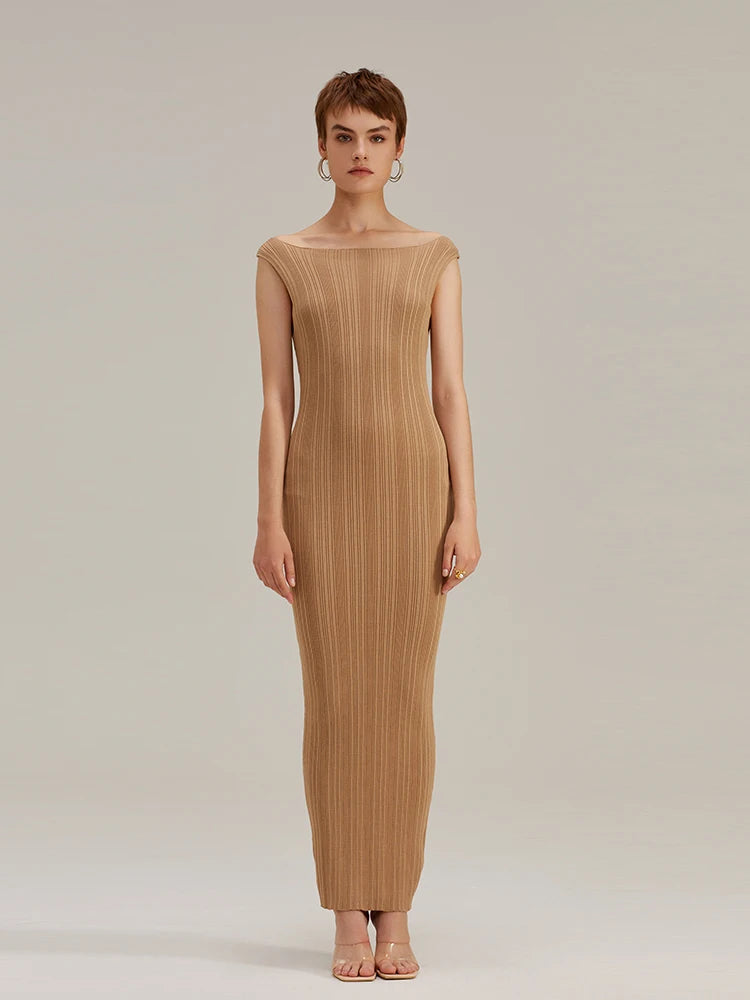 Plus Size Summer Sleeveless Elegant Knitted Maxi Dress
