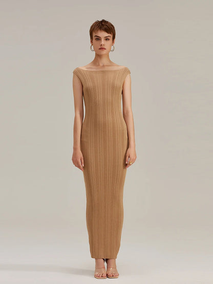 Plus Size Summer Sleeveless Elegant Knitted Maxi Dress