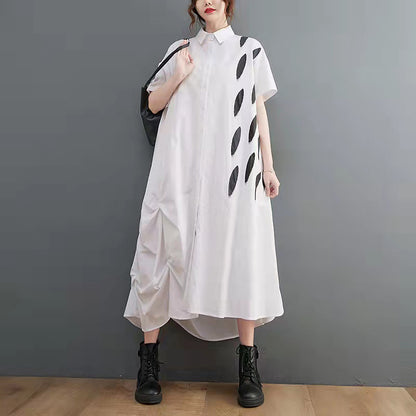Plus Size Printed Short Sleeve Midi Dress - Plus Size Clothing