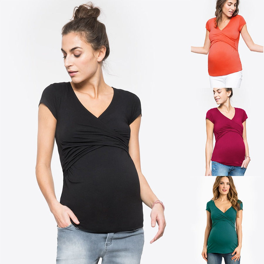 Plus Size Summer Nursing Deep V-Neck Top