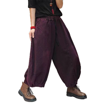 Plus Size Vintage Distressed Wide Leg Denim Pants