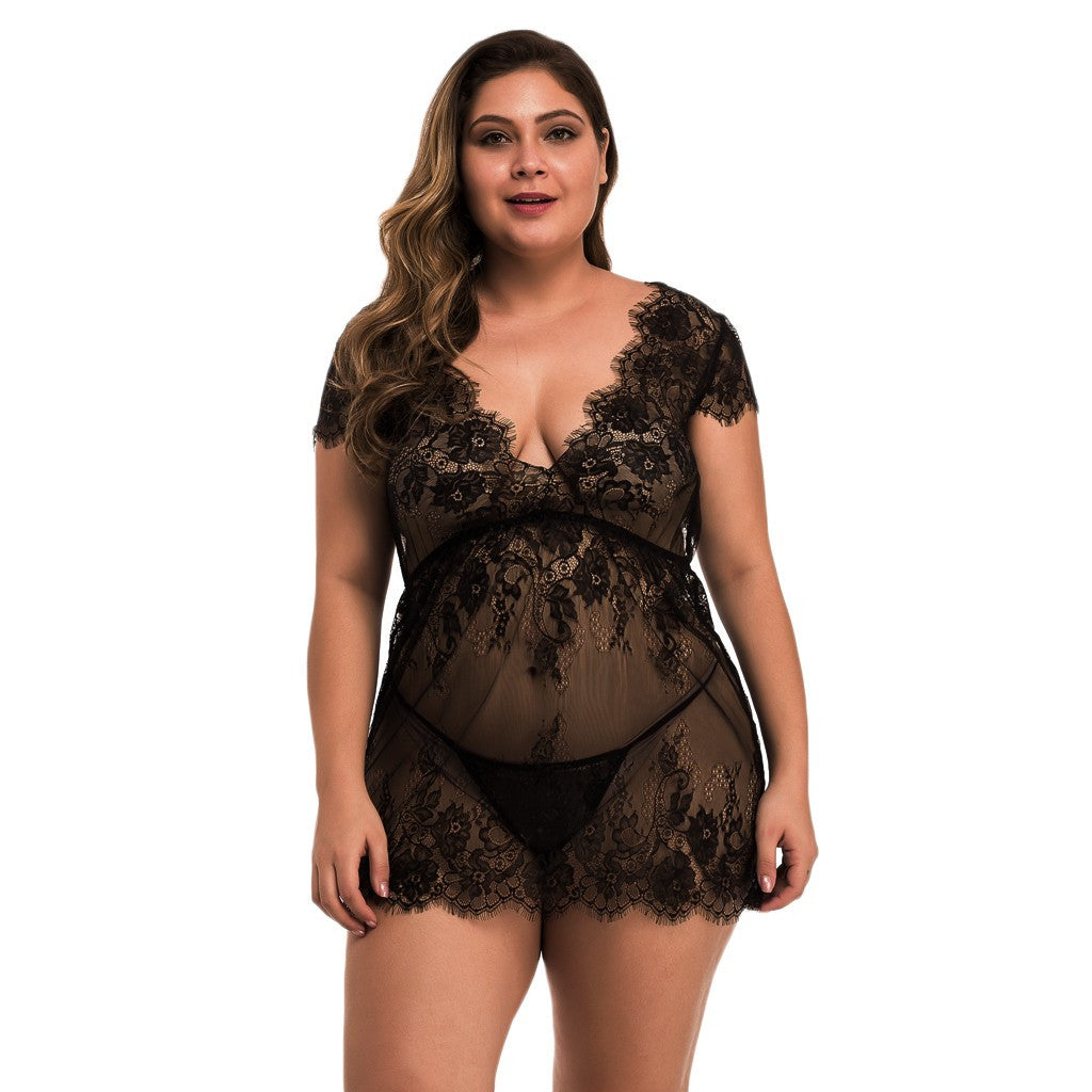 Plus Size Sexy Lace Suspender Skirt Lingerie - Plus Size XL-4XL - View 4