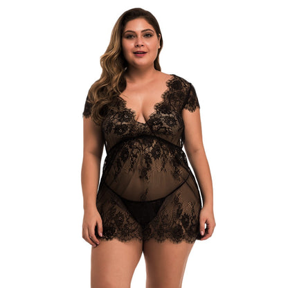Plus Size Sexy Lace Suspender Skirt Lingerie - Plus Size XL-4XL - View 4