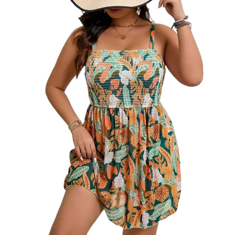 Swimsuit camisole one-piece skirt Tankini pleated swimsuit