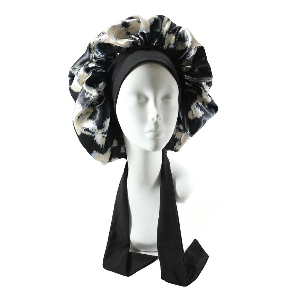 Laced Sleeping Cap Simulation Silk Home Hat Moon Cap Long Hair Care Silk Sleeping Cap Maternity Cap - Plus Size Clothing
