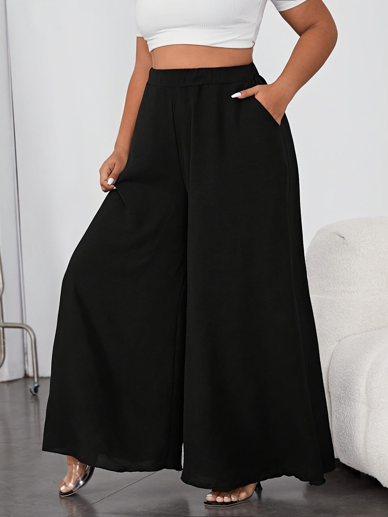 Plus Size Elegant Commuter Wide Leg Pants